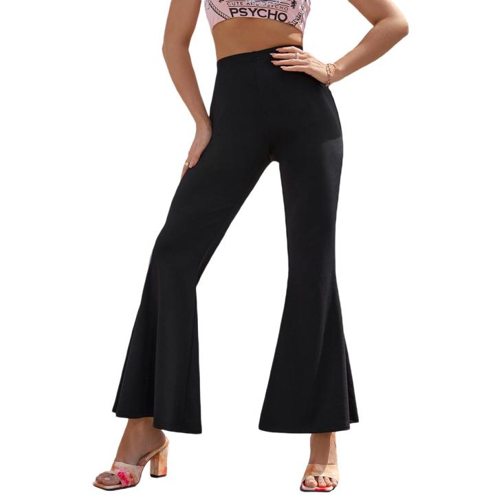 Eligible Women Fashion Wild Flare Pants Solid Color Elastic High Waist Slim Fit Trousers Spring Casual Trend Slacks Streetwear