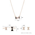 European and American source diamond bow three-piece necklace, earrings, bracelet, wedding accessories set.