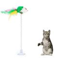Spring Cat Toy Funny Suction Cup Spring Mouse Feather Pet Toy Multicolored Cat Feather Wand Pet Interactive Cat Toys Supplies.
