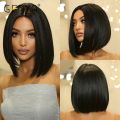Short Straight Bob Black Wig Synthetic Natural Hair Wigs for Black Women Afro Middle Part Cosplay Daily Use Heat Resistant Fibre.