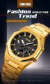 SKMEI 1816 Golden Stainless Steel Dual Time Watch For Men - Black & Golden (Black). 