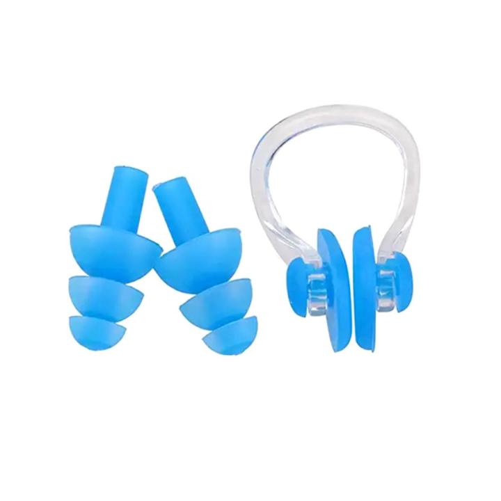 Silicone Swimming Earplugs Nose Clip Sets Waterproof Ear & Nose Protector Block Water Soft & Comfortable For Children Adults