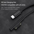 1.5m USB Type-C Power Supply PD Fast Charger Adapter USB C Fast Charging Cable for Microsoft Surface Pro 7/6/5/4/3 Book/Book 2. 