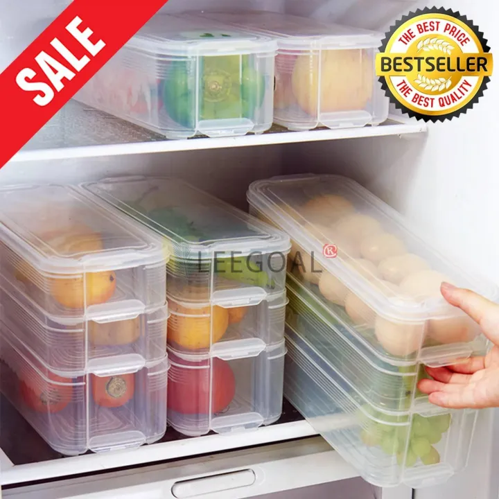 Kobwa Plastic Storage Bins, Refrigerator Storage Box,Food Storage Containers With Lid For Kitchen Fridge Cabinet Freezer Desk Organizer