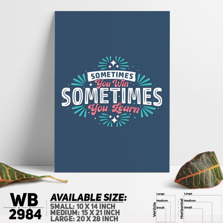 Sometimes You Win Or Learn - Motivational Wall Canvas Wall Decoration Wall Painting - WB2984 - Urban Sticker - Minimalistic Sophistication