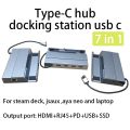 OLJ 7 in 1 type c hub nvme dock hd HDMI 4k 60hz ssd Docking station 100w pd charging RJ45 1000M for steam deck dock jsaux ayaneo. 