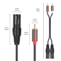 2RCA to 2xLR 3-Core XLR Cable Mixer Power Amplifier 2 RCA to 2 XLR Male HiFi Stereo Audio Connection Mic Cable Active Speaker Microphone Audio Cable.