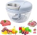 Vegetable Chopper 500ml Manual Drawstring Chopper Multi-function Chopper with 3 Stainless Steel Blades, Kitchen Vegetable Chopper, Garlic Chopper and Onion Chopper. 