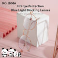 OQ BOGA 3 Styles Unisex Fashion Panda Decoration Anti Blue Light Proof Radiation Metal Oval Frame Computer Glasses Women Men Eye Protection Full Rim Eyewear.