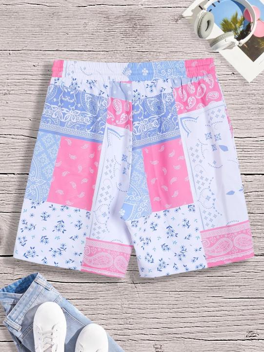 Men%20Casual%20Paisley%20Style%20Print%20Drawstring%20Waist%20Shorts%20-%20Image%202