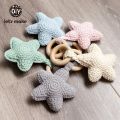 Let’s Make Baby Rattle Baby Bed Hanging Rattles Toys DIY Christmas Star BPA Free 1PC Weaving Crochet Wood Cotton Wooden Ring. 