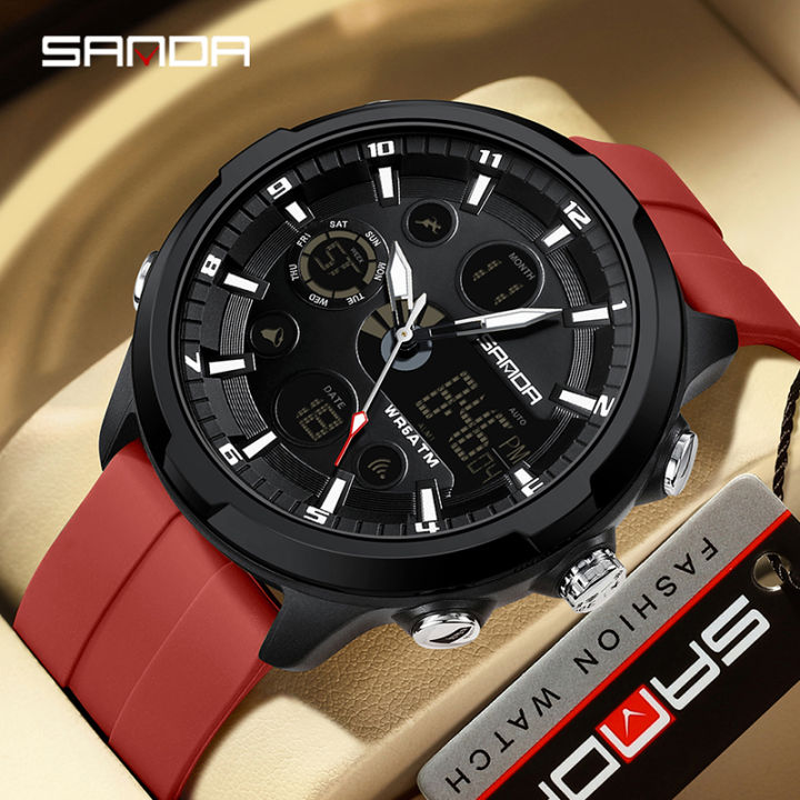 Sanda New Electronic Men Fashion and Leisure Watch Waterproof Night Glow Multi functional Watch SD9053