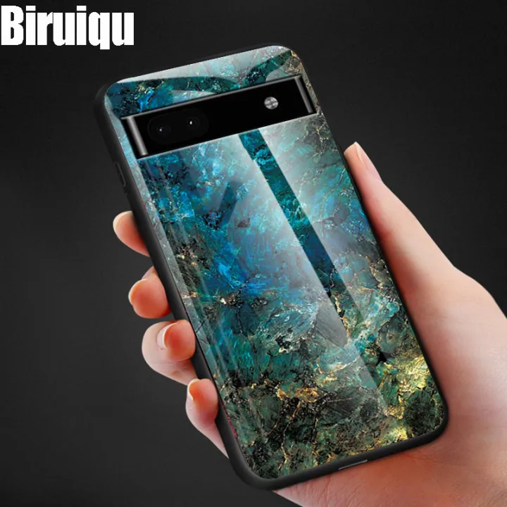 Biruiqu%20For%20Google%20Pixel%206A%20Shockproof%20Fashion%20Marble%20Tempered%20Glass%20Back%20Case%20Cover%20-%20Image%202