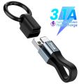 Mini Keychain Portable USB Data Cable for iPhone 3A Fast Charging Type C Micro USB C Short Cable Cord For Xiaomi Huawei Poco.