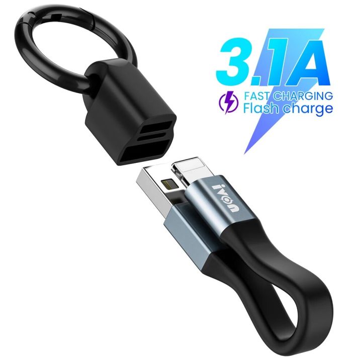 Mini Keychain Portable USB Data Cable for iPhone 3A Fast Charging Type C Micro USB C Short Cable Cord For Xiaomi Huawei Poco
