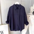 Autumn Korean Style Fashionable Drop-Shoulder Loose Cotton Shirt Women's Long Sleeve Versatile Slimming Casual Shirt Top Fashion. 