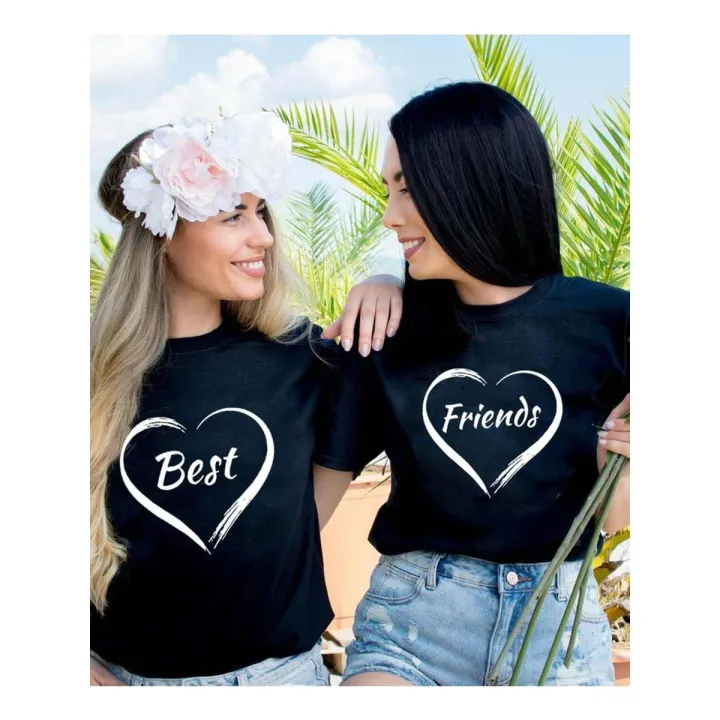 Fashion Women Best Friends T-shirt BFF Shirt BFF Matching Tee Friends Gift Tshirt Camiseta Feminina Top Girls Besties Shirts