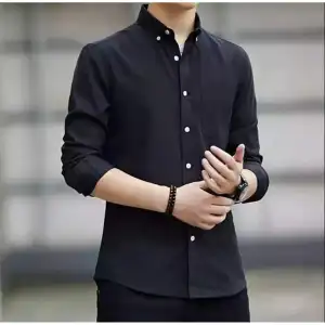 Slim Fit Blank Cotton Long Sleeve Formal Shirt For Men