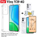 Vivo Y29 4G Shockproof Phone Case for Vivo Y29 5G Y19s Y04 Anti Spy Privacy Full Coverage Tempered Glass Screen Protector and Lens Film. 