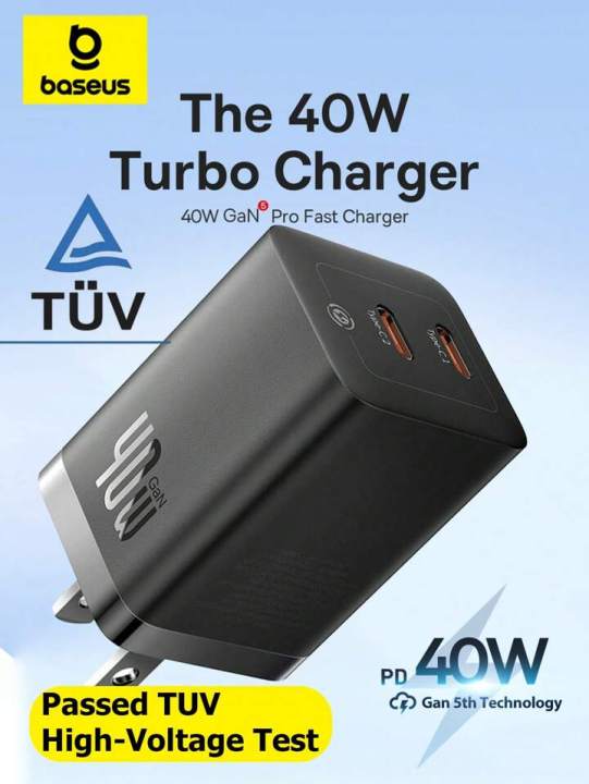 Baseus GaN5 Pro 40W Dual USB-C Fast Charger CN Plug