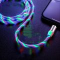 terno 3 in1-1/2M Led Fluid Light Magnetic Charging Mobile Phone Cable Flow Luminous Lighting Cord Charger for Type C / IOS / Micro USB. 