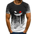 Men's Devil Smiling Face Printed Short Sleeved T-shirt, Casual Top, Summer Street Clothing, Fashion. 