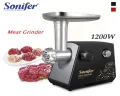 Sonifer SF-5002 household 1200w copper motor 3pcs metal disc electric meat grinder.