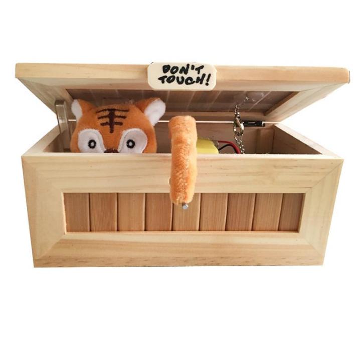 【Broad Sunlight shop】 Wooden Useless Box Useless Machine Small Tiger Reached Hand Turn Off Box Fidget for Adults Gift Children