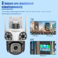 15MP 8K WiFi Camera Three Lens Screens 4X Zoom Auto Tracking Outdoor PTZ Video Camera Security Protection 360° View Surveillance.