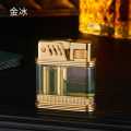 Creative Transparent Oil Tank Lighter New Press Pump Cover Ignition Lighter Retro Wheel Grinding Lighter Metal Kerosene Lighter. 