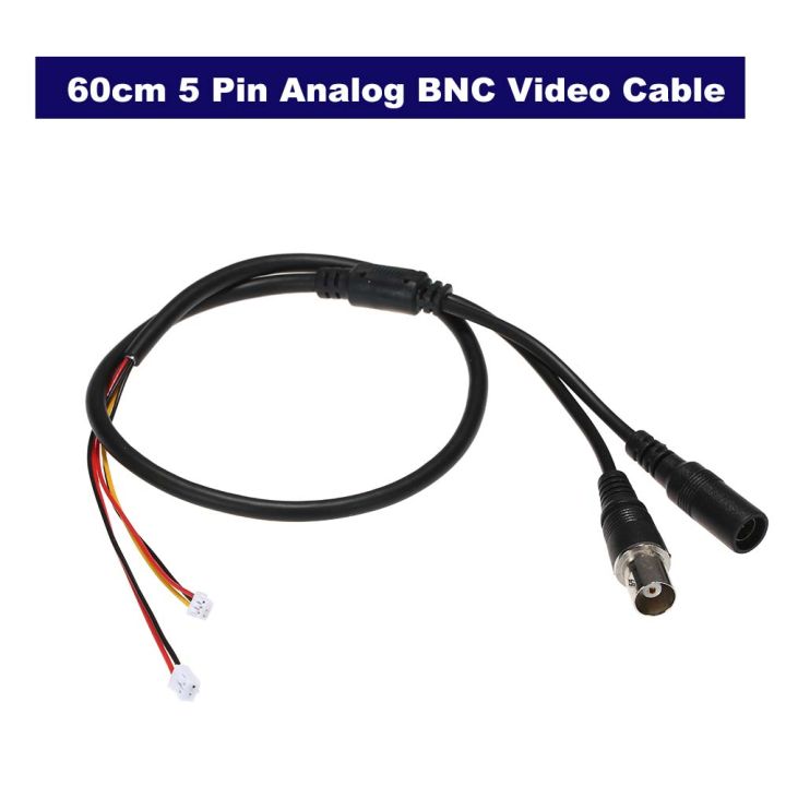 1pcs 60cm 5 Pin Analog BNC Video Cable Power Lead Wire F Video DC Jack Female Cord for Analog CCTV Camera Board