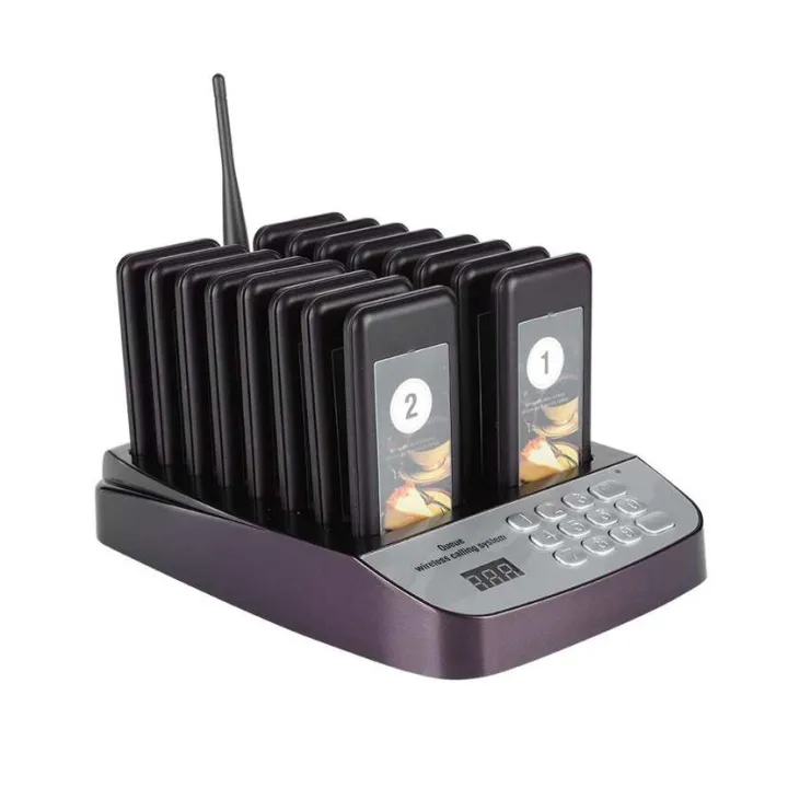 Wireless%20Pager%20System%20Restaurant%20Guest%20Paging%20999%20Channels%20with%20Calling%20Keyboard%20Charging%20Station%2016%20Slots%20Rechargeable%20-%20Image%203