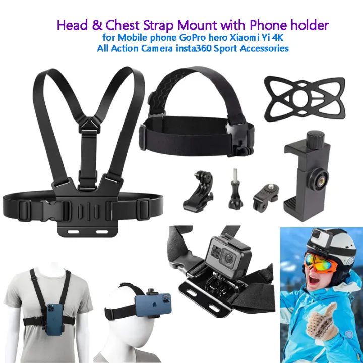 Action Camera Chest & Head Mount Adjustable Strap Belt Vest Body ...