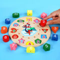 Wooden Clock Puzzles Time Learning Shape Sorting Color Game Early Education Math Set Kid Jigsaw Play Tool Preschool Toddler Toy. 