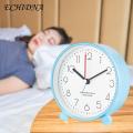 Students Desk Clock 1 Pc Alarm Clock with Night Light Quiet Small Round Easy Set Battery Operated Kids Students Desktop Analogue Home Supplies Kids Alarm Clock.