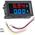 0.56" Digital Voltmeter Ammeter DC 100V 10A - Voltage Current Meter Tester - Dual LED Display Panel with Connect Wires - Multimeter.