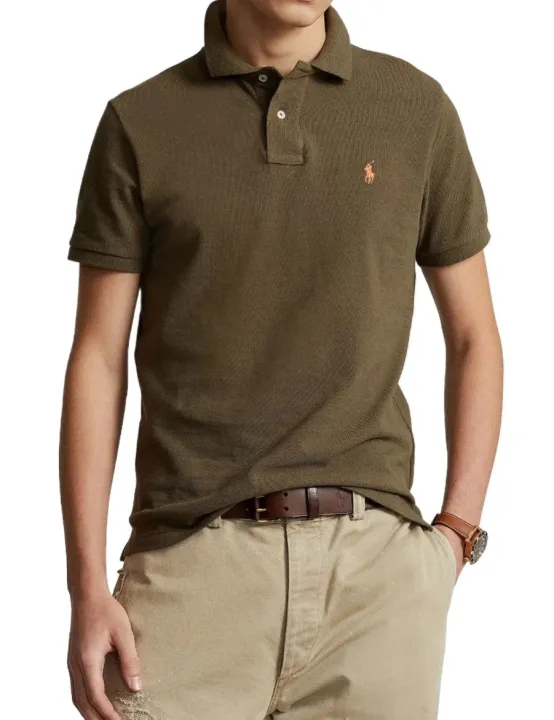 RL%20Men'S%20Custom%20Slim%20Fit%20Small%20Pony%20Embroidered%20Polo%20Shirt-%20Olive%20-%20Image%202
