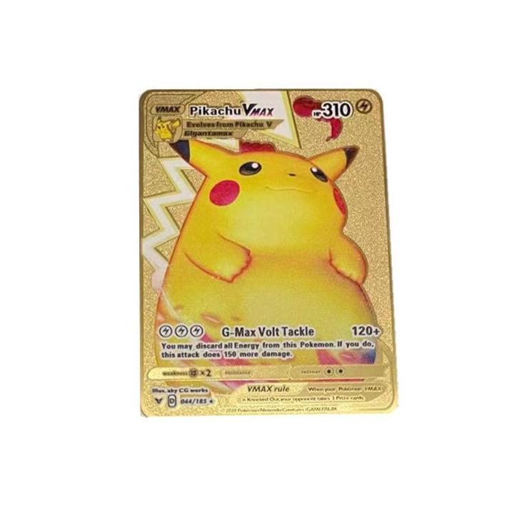 【Serendipity party】Golden Limited Edition English Version Pokemon Cards Pikachu Anime Battle Gift Collection Toy Model