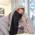 Nose Niqab for Women - Black Cotton and Linen Blend, Elegant Modesty Wear. 