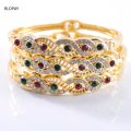 【beauty code store】3PCS Gold Bangles Rhinestone Lady's Side Open Bracelets Morocco Jewelry Bangles for bridal. 
