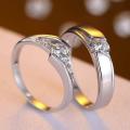 Couple's Silver Alloy Finger Ring Unisex Wedding Band Ring Set. 