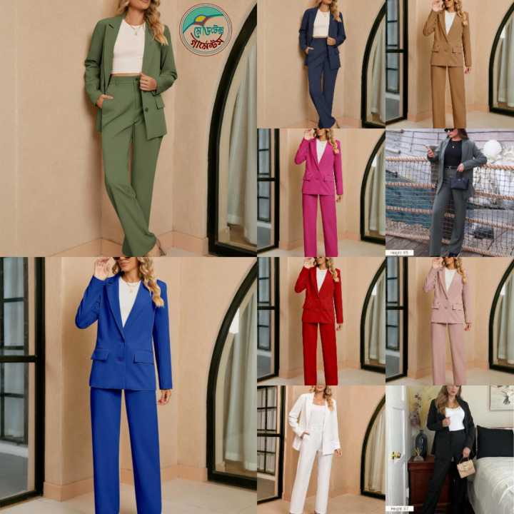Ladies Elegant Micro Twill Business Outfit Blazer Set