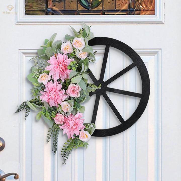 New Year Wreath Spring Front Door Wreath 43x42cm Decoration for Fireplaces