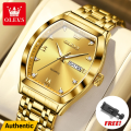 Olevs 5528 Stainless Steel Waterproof Casual Fashionable Classic Wrist Watch For Men- Golden. 