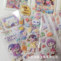 Yeda 4-in Flash Laser Transparent Handbook Cute Cartoon Girl Pattern DIY Memo Decoration Sticker.