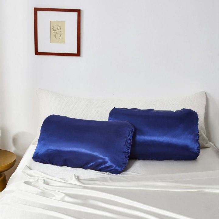 2pcs%20Comfortable%20Solid%20Color%20Silk%20Elastic%20Pillow%20Case%20Satin%20Silk%20Skin%20Friendly%20Sleeping%20Pillowcase%20Soft%20Pillow%20Cover%20Household%20-%20Image%205