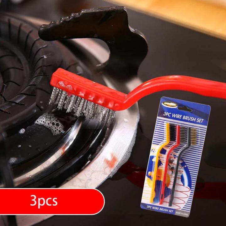 3Pcs Mini Wire Brush Set, Cleaning Tools for Multiple Use - Kitchen Accessories