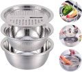 Lifestyle Mall 3in1 Multifunctional Stainless Steel Grating Basin thick stainless steel drain basin kitchen/Vagetable Cutter. 