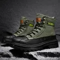 【selevn roind】 Shoes for Men Outdoor Male Booties 2023 Canvas Boots Toe Cap Anti-collision Shoes Winter Cotton Ankle Boots Fashion New. 