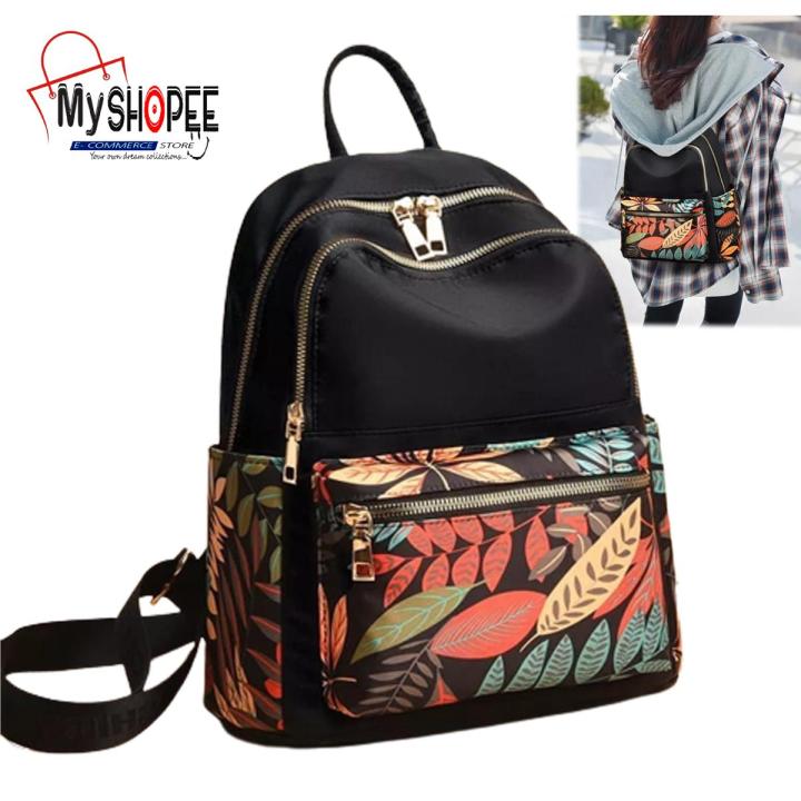 New Trendy Fashion Printing Backpack for Women Large Capacity Nylon Rucksack Multilayer Crossbody Shoulder School Bags For Girls Waterproof Travel Ladies Bags My SHOPEE BD Daraz .bd